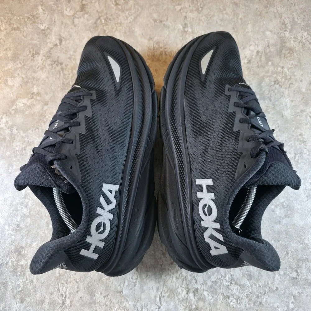 Hoka One One Clifton 9 Gore-Tex Mens 14 D Triple Black Waterproof *No Insoles*